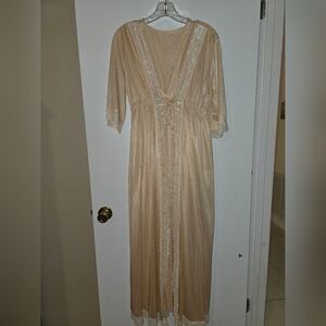 Vintage 50's Womens Negligee 2 Piece Sz M Peach In Color